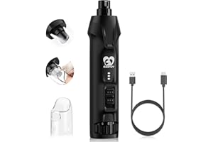 Casfuy 6-Gang-Hunde-Nagelschleifer - 50% Boosted Power Hund Nagelschneider Leise mit Dual-LED-Leuchten & Staubsammler & 4,8 V Kupfermotor Elektrische Haustier Zehennagelfeile Werkzeug für große
