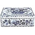 Elite Gift Boxes Claire Winteringham - Blue & White Deep Rectangular Tin- 195 x 154 x 75mm