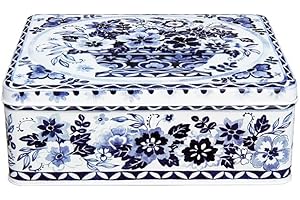 Elite Gift Boxes Claire Winteringham - Barattolo rettangolare profondo blu e bianco, 195 x 154 x 75 mm