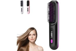BAOMAEYEA Go Brush Pro,Cordless Hair Straightener Brush,Portable Straightener Brushs for Hairs Styling,Rechargeable Heated Styling Brushes for Travel &Daily,Hair-Friendly & Long-Lasting Design (Black)
