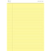 Letter Boyut (216 x 297mm), Sarı renkli Legal Pad, Notluk, Notepad, Defter, 50 Yaprak, Geniş Satır aralığı, okul, iş ve ofis 
