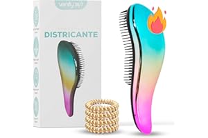 VANITY 24/7 Spazzola Districante Per Tutti Tipi Di Capelli, Fini, Spessi, Ricci, Lisci Asciutti o Bagnati, Spazzola Per Capelli Scioglienodi per Donna, Uomo, Ragazzi e Bambini + 3 Elastici A Spirale Per Capelli.
