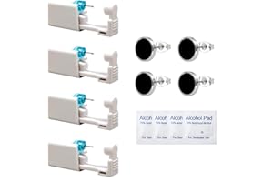 BAVOOTY Pistola Pendientes Oreja,Pistolas para Perforar la Oreja,Pistola Desechable para Perforar Orejas,Pistolas de Perforación Sin Dolor,Portátil Juego de Herramientas de Pistola de Perforación,Negro,4pcs
