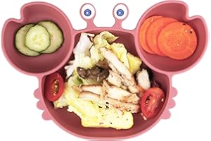 Qshare Assiette à ventouse en silicone antidérapant pour bébé - Avec ventouse puissante - S'adapte à la plupart des chaises hautes - Sans BPA - Passe au lave-vaisselle et au micro-ondes