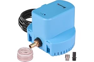 SURMOUNTWAY Automatic Swimming Pool Cover Pump 1200 GPH,1/6-HP,110V,Including 16' Drainage Hose and 3 Adapters(BLUE)
