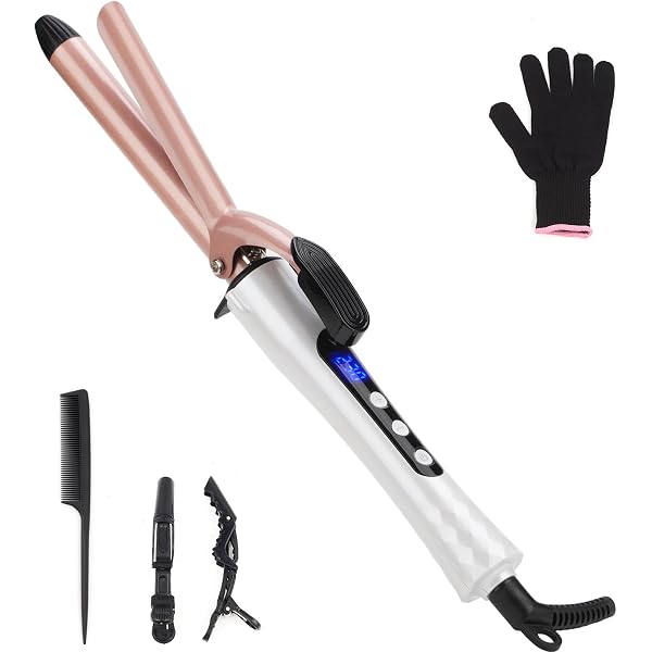 K&K Infrarot-Lockenstab 32 Mm – Bis 230°C, Dual-Spannung, Rosegold, Mit Hitzeständer