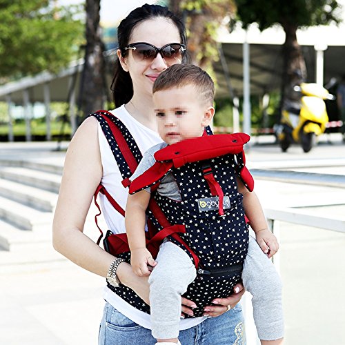 Zuoao Babytrage,Ergonomischen 360 Neugeborene Baby Baumwolle Einstellbar Carrier Babytragetuch Tragehilfe Babyträger Wrap Bauchtrage für Kinder und Kleinkinder Blau(0-23KG, 3-36 Monate) - 7