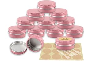 YANCAER 10 pezzi Barattoli di alluminio 10ml Rosa - D35mm x H17mm Scatola Rotonda in Alluminio con Tappo a Vite Contenitori in Metallo per Lozione Crema Maschera Mini Candela