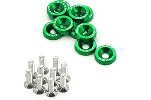 ANNA822 Aluminium 10x eloxiert M6x20 Unterlegscheiben & Schrauben Motor Autozubehör(Grün)