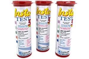 LaMotte 5-Way Insta Test Strips Plus for Swimming Pool & Hot Tub Spa free chlorine or bromine, pH, total chlorine, total alkalinity, and total hardness - 50 x 3