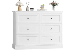 ‎FOREHILL FOREHILL Komoda do sypialni biała szafka do przechowywania z 6 szufladami biała komoda szuflady do salonu przedpokoju 108 x 40 x 87 cm