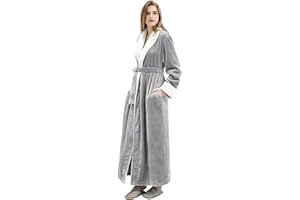 PUTUO Peignoir Femme Robe de Chambre: Polaire Hiver Chaud Longue Peignoir de Bain pour Femmes