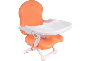 Todeco - Rehausseur Chaise Enfant, Rehausseur de Chaise Bebe, Pliant Rehausseur Bébé, Chaise Bébé Table, Hauteur: 38/42/46/50 cm, 6-36 Mois, PP, Orange macaron