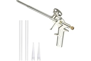 MKB Professional Spray Foam Gun Metal Heavy Duty Expanding Dispensing Filling Seal Tool Foaming Application Applicator Caulking Gun Allows Expanding Foam to Apply with One Hand Adjustment Metal Body