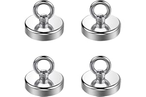 KTXABY 4Pcs Magnetic Hook Lifting Fishing Magnet Power Tool,Magnet for Coating Room Hanging,150lbs Pull Force Fishing Magnets,Super Strength Magnet with Handle for Tag, Shop, Lifting and Pick up