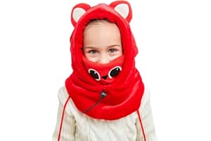 Happy Cherry - Kinder Sturmhauben Ski Winter Jungen Mädchen Hut mit Schal Polar Mütze mit Nackenschutz Balaclava Thermische Cartoon Kapuzenschal für Radfahren Draussen - 2-8 Jahre