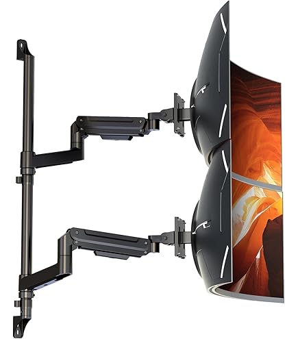 Monitorhouder, 2 monitoren voor 24-57 inch scherm, gasveer, dubbele monitorhouder, in hoogte verstelbaar, draaibaar, monitorhouder, gewicht 2-27 kg per arm, VESA 75/100/200 mm, wit