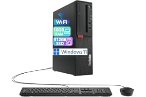 Lenovo ThinkCentre M710s SFF Ordinateur de Bureau, Intel Core i3-6100, 16 Go de RAM, SSD de 512 Go, WiFi, Bluetooth, Clavier QWERTY américain, Windows 11 Pro (remis à Neuf)