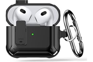 leQuiven AirPods 3 etui zaprojektowane dla AirPods 3. generacji, wytrzymałe etui ochronne na całą obudowę z karabińczykiem do Airpods 3 2021, silikonowe, odporne na wstrząsy etui, akcesoria do słuchawek (czarne)