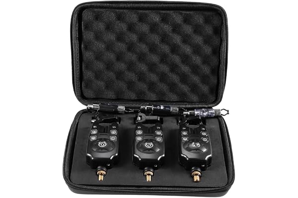 Lixada Kit de Détecteurs de Touche sans Fil Numérique avec Mallette de Transport Alarme de Pêche avec Voyants LED et Signal Sonore, Détecteurs de Touche/Récepteur/Swings