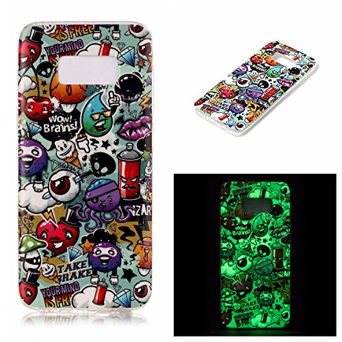 Galaxy S8 Plus Luminous Case, BONROY® Fluorescent Effect Night Glow In The Dark Transparent Ultra-Thin Soft Gel TPU Silicone Bumper Case Stylish Unique Colourful Printed Pattern Design Anti-Scratch Shock Absorption Protective Case Cover for Samsung Galaxy S8 Plus - Rubbish
