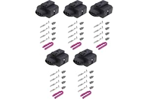 ECSiNG Lot de 5 connecteurs femelles à 4 broches pour voiture avec bornes femelles et joints, capteur de pression d'admission de voiture Connecteur femelle 1J0973704 Compatible avec VW