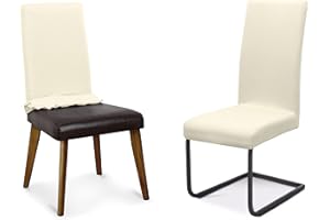 ‎BEAUTEX BEAUTEX Stuhlhussen Sets, elastische Stretch Husse Jersey Baumwolle Sitzbezug für Stuhl - 2er Set, Farbe: Creme