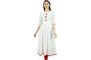 Bimba Damen Designer Ethnische Kurti Ausgestelltes Anarkali Kurta Kleid mit Tassele
