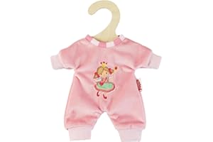 Heless 9581 - Puppen-Strampler "Prinzessin Emily", in Rosa, mit Prinzessinnen Bestickung, für Puppen und Kuscheltiere der Größe 20 - 25 cm