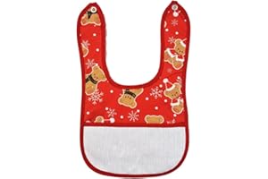 ALMATEX SRL Bavetta Natalizia con renna con tasca in etamine da ricamare cm.18×30, allacciatura con bottone - Made in Italy