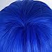 Layered Dark Blue 30cm Long Women Men Anime Heat Resistant Cosplay Wig+Cap
