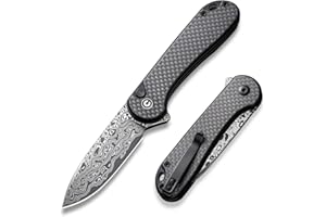 CIVIVI Elementum II Folding Pocket Knife with 7.51CM Damascus Blade & Carbon Fiber and G10 Handle, Outdoor Knife with Clip