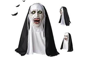 Ajuanbazha Máscara de terror de monja de Halloween, máscara de látex espeluznante, perfecta para Halloween, eventos de terror y fiestas de disfraces