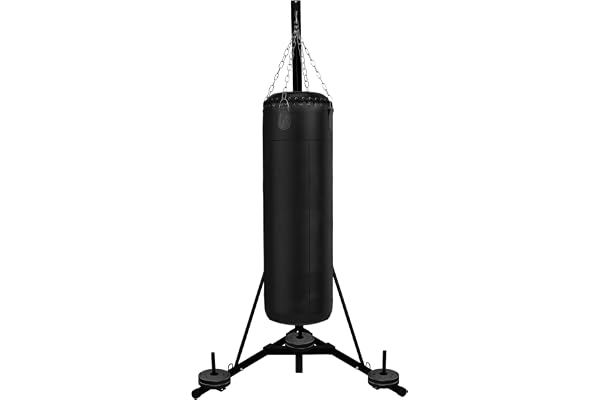 Support de Sac de Frappe Pliable en Acier - 68 kg de Charge - Hauteur Réglable 182-230 cm - Autoportant & Base Triangulaire - Boxe, Fitness, Arts Martiaux Boxing Porte Punching Bag