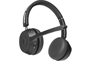 GEQUDIO GB-2 Headset mit Mikrofon Bluetooth | Kopfhörer Kabellos | Passives Noise Cancelling | 2 Geräte gleichzeitig verbinden (Handy, PC, Laptop) | Wireless Headset | Standby 500h (ohne USB-Adapter)