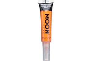 Neon UV Face & Body Paint with Brush Applicator by Moon Glow - 15ml - Intense Orange