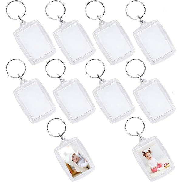 10-teiliges Blanko-Schlüsselanhänger-Set – Transparente Foto-Rahmen Mit Split-Ring Für DIY & Personalisierte Geschenke
