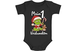 MoonWorks® Baby Body Mein 1. Weihnachten Rentier Grinch Lustig Weihnachtsoutfit Spruch Bio-Baumwolle Jungen & Mädchen