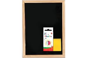 SALE JUNCTION Chalk Board A4 Wood Frame Blackboard Set Include 4 Assorted Color Chalk 1 Duster Age 3+ Stationary Supplies Message Kids Craft Wall Erasable Reusable for Home School & Office