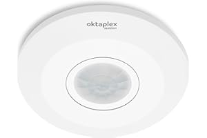 OKTAPLEX MOTION Oktaplex Ina Bewegungsmelder Innen 360 Grad 8m Reichweite LED geeignet weiß Aufputz 230V mit Dämmerungssensor