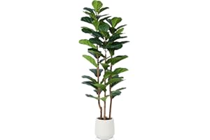 Kazeila Large Artificial Plant Indoor 150cm Faux Fiddle Leaf Fig Tree,Fake Plastic Plant for Home Office Balcony Bathroom Decor(1Pack)
