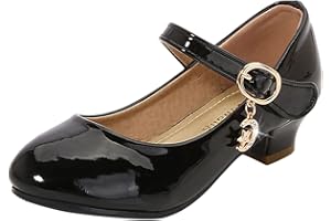 BIJEROU Prinzessin Schuhe Mädchen Stöckelschuhe mit Schnalle Ballettschuhe Lackschuhe mit Absatz Runde Zehenschnalle Kleid Schuhe Mary Jane Schuhe Hochzeitsschuhe Festschuhe Mädchen Pumps