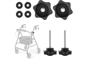 Jerbor 2 Stück Ersatzarm-Einstellknöpfe für Rollatoren Walker Ersatzteile, Knopf für verstellbare Höhe Arm M6 Schienenschrauben-Set T-Schienenschrauben