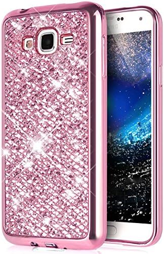 Surakey Galaxy On5 Case,Galaxy On5 TPU Case, Luxury Bling Glitter Sparkle Soft TPU Silicone Rubber Gel Shiny Sparkling with Candy Back Plate Cover Case Gifts for Samsung Galaxy On5,Pink