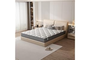 TEENO Matelas 140x190 cm Ressorts Ensaches, Matelas à mémoire de Forme et Ressorts,Matelas Ergonomique,Respirant,Hypoallergénique,Confort Ultra Moelleux,Soutien à Haut Rebond,140 x 190 x 20cm