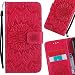 Produktbild LEMORRY Huawei Honor 4C / Huawei G Play Mini Case Leather Flip Wallet Pouch Slim Fit Bumper Protection Magnetic Strap Stand Card Slot Soft TPU Cover for Huawei Honor 4C, Blühen Rot