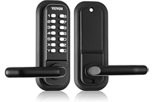 VEVOR Mechanical Keyless Entry Door Lock, 14 Digit Keypad, Water-Proof Zinc Alloy, Embedded Outdoor Gate Door Locks Set with Keypad and Handle, Easy to Install, for Garden, Garage, Yard, Storage Shed