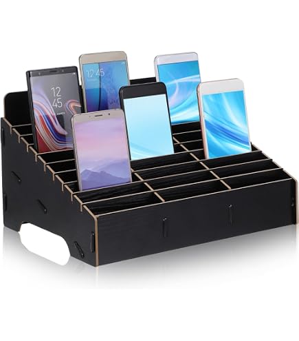 Cabilock 30-Fach Holz Handy-Aufbewahrungsbox – Desktop-Organizer Für Klassenzimmer, Büro & Mehr (Schwarz) Schwarze Aufbewahrungsbox Schule