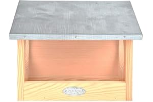 RIVANTO Esschert Design Eichhörnchen Futterhaus aus Kiefernholz, 25,3 x 17,6 x 18,7 cm, Nistkasten, Futterstation mit Zinkdach, witterungsbeständig