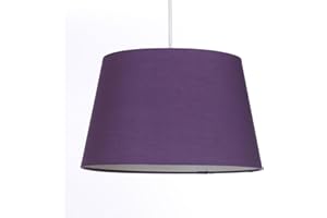 SALES TODAY INTERIROR Cotton Drum Shade Vintage Tapered Fabric Easy Fit Table Lamp & Ceiling Pendant Light Shade (12" (30cm), Purple)